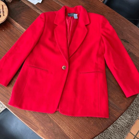 VTG Harvey Bernard Heavy Weight Singe Button Red Wool Cashmere Blend Blazer - SZ - Picture 3 of 7